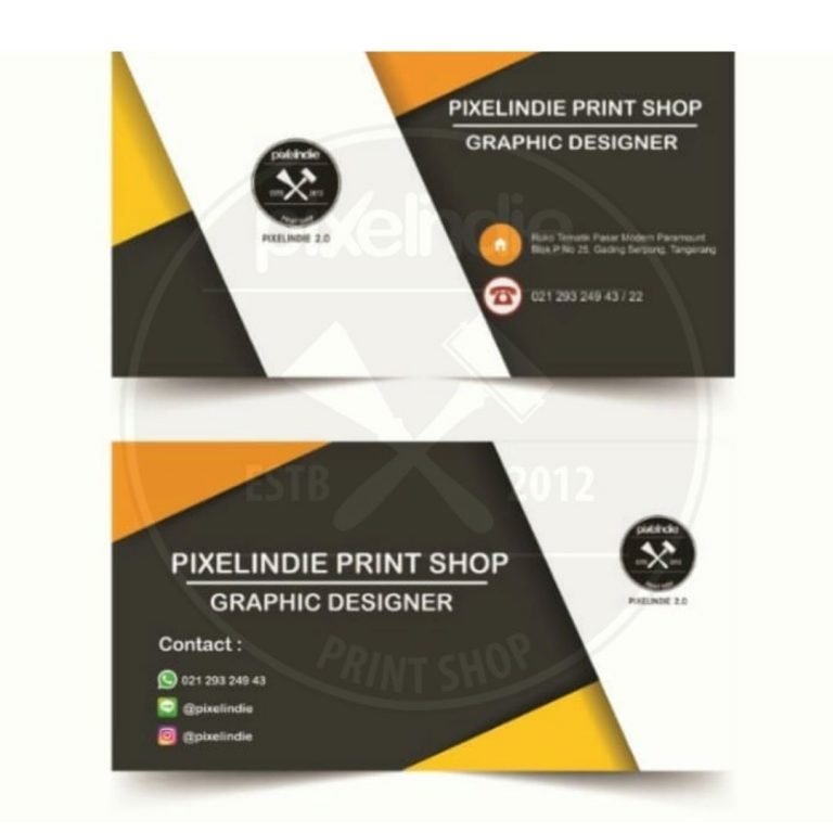 Kartu Nama Art Carton 210gsm Pixelindie Print Shop